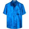 imageVATPAVE Mens Summer Jacquard Regular Fit Shirts Casual Button Down Short Sleeve Beach Tops with PocketRoyal Blue