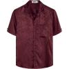 imageVATPAVE Mens Summer Jacquard Regular Fit Shirts Casual Button Down Short Sleeve Beach Tops with PocketWinered