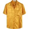 imageVATPAVE Mens Summer Jacquard Regular Fit Shirts Casual Button Down Short Sleeve Beach Tops with PocketYellow