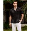 imageVATPAVE Mens Summer Lace Shirts See Through Sheer Shirts Casual Short Sleeve Button Down Beach ShirtsBlack