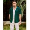 imageVATPAVE Mens Summer Lace Shirts See Through Sheer Shirts Casual Short Sleeve Button Down Beach ShirtsBlack Green