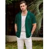 imageVATPAVE Mens Summer Lace Shirts See Through Sheer Shirts Casual Short Sleeve Button Down Beach ShirtsBlack Green