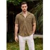 imageVATPAVE Mens Summer Lace Shirts See Through Sheer Shirts Casual Short Sleeve Button Down Beach ShirtsCoffee