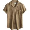 imageVATPAVE Mens Summer Lace Shirts See Through Sheer Shirts Casual Short Sleeve Button Down Beach ShirtsCoffee