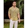 imageVATPAVE Mens Summer Lace Shirts See Through Sheer Shirts Casual Short Sleeve Button Down Beach ShirtsKhaki