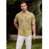 imageVATPAVE Mens Summer Lace Shirts See Through Sheer Shirts Casual Short Sleeve Button Down Beach ShirtsKhaki