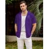imageVATPAVE Mens Summer Lace Shirts See Through Sheer Shirts Casual Short Sleeve Button Down Beach ShirtsPurple