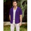 imageVATPAVE Mens Summer Lace Shirts See Through Sheer Shirts Casual Short Sleeve Button Down Beach ShirtsPurple