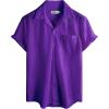 imageVATPAVE Mens Summer Lace Shirts See Through Sheer Shirts Casual Short Sleeve Button Down Beach ShirtsPurple