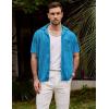 imageVATPAVE Mens Summer Lace Shirts See Through Sheer Shirts Casual Short Sleeve Button Down Beach ShirtsRoyal Blue