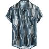 imageVATPAVE Mens Summer Striped Shirts Button Down Short Sleeve Vintage Beach Hawaiian Shirts with PocketBeigeblue Gray
