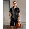 imageVATPAVE Mens Summer Striped Shirts Button Down Short Sleeve Vintage Beach Hawaiian Shirts with PocketBlack