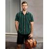 imageVATPAVE Mens Summer Striped Shirts Button Down Short Sleeve Vintage Beach Hawaiian Shirts with PocketBlack Green