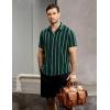 imageVATPAVE Mens Summer Striped Shirts Button Down Short Sleeve Vintage Beach Hawaiian Shirts with PocketBlack Green