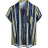 imageVATPAVE Mens Summer Striped Shirts Button Down Short Sleeve Vintage Beach Hawaiian Shirts with PocketBlueyellow Gray