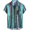 imageVATPAVE Mens Summer Striped Shirts Button Down Short Sleeve Vintage Beach Hawaiian Shirts with PocketBrowngreen Red