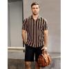 imageVATPAVE Mens Summer Striped Shirts Button Down Short Sleeve Vintage Beach Hawaiian Shirts with PocketCoffee