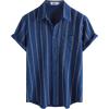 imageVATPAVE Mens Summer Striped Shirts Button Down Short Sleeve Vintage Beach Hawaiian Shirts with PocketDark Blue