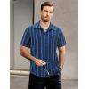 imageVATPAVE Mens Summer Striped Shirts Button Down Short Sleeve Vintage Beach Hawaiian Shirts with PocketDark Blue