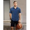 imageVATPAVE Mens Summer Striped Shirts Button Down Short Sleeve Vintage Beach Hawaiian Shirts with PocketDark Blue
