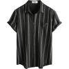 imageVATPAVE Mens Summer Striped Shirts Button Down Short Sleeve Vintage Beach Hawaiian Shirts with PocketDark Gray