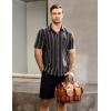 imageVATPAVE Mens Summer Striped Shirts Button Down Short Sleeve Vintage Beach Hawaiian Shirts with PocketDark Gray