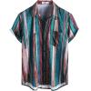 imageVATPAVE Mens Summer Striped Shirts Button Down Short Sleeve Vintage Beach Hawaiian Shirts with PocketGreenred Gray