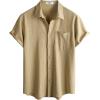 imageVATPAVE Mens Summer Striped Shirts Button Down Short Sleeve Vintage Beach Hawaiian Shirts with PocketKhaki