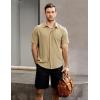 imageVATPAVE Mens Summer Striped Shirts Button Down Short Sleeve Vintage Beach Hawaiian Shirts with PocketKhaki