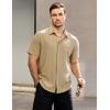imageVATPAVE Mens Summer Striped Shirts Button Down Short Sleeve Vintage Beach Hawaiian Shirts with PocketKhaki
