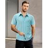 imageVATPAVE Mens Summer Striped Shirts Button Down Short Sleeve Vintage Beach Hawaiian Shirts with PocketLight Blue