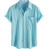 imageVATPAVE Mens Summer Striped Shirts Button Down Short Sleeve Vintage Beach Hawaiian Shirts with PocketLight Blue
