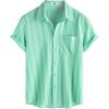 imageVATPAVE Mens Summer Striped Shirts Button Down Short Sleeve Vintage Beach Hawaiian Shirts with PocketLight Green