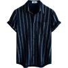 imageVATPAVE Mens Summer Striped Shirts Button Down Short Sleeve Vintage Beach Hawaiian Shirts with PocketNavy