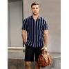 imageVATPAVE Mens Summer Striped Shirts Button Down Short Sleeve Vintage Beach Hawaiian Shirts with PocketNavy