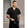 imageVATPAVE Mens Summer Striped Shirts Button Down Short Sleeve Vintage Beach Hawaiian Shirts with PocketPure Black