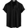 imageVATPAVE Mens Summer Striped Shirts Button Down Short Sleeve Vintage Beach Hawaiian Shirts with PocketPure Black