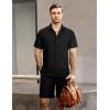 imageVATPAVE Mens Summer Striped Shirts Button Down Short Sleeve Vintage Beach Hawaiian Shirts with PocketPure Black