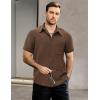 imageVATPAVE Mens Summer Striped Shirts Button Down Short Sleeve Vintage Beach Hawaiian Shirts with PocketPure Coffee