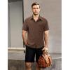 imageVATPAVE Mens Summer Striped Shirts Button Down Short Sleeve Vintage Beach Hawaiian Shirts with PocketPure Coffee