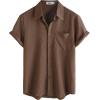 imageVATPAVE Mens Summer Striped Shirts Button Down Short Sleeve Vintage Beach Hawaiian Shirts with PocketPure Coffee