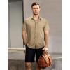 imageVATPAVE Mens Summer Striped Shirts Button Down Short Sleeve Vintage Beach Hawaiian Shirts with PocketPure Khaki