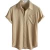 imageVATPAVE Mens Summer Striped Shirts Button Down Short Sleeve Vintage Beach Hawaiian Shirts with PocketPure Khaki