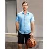 imageVATPAVE Mens Summer Striped Shirts Button Down Short Sleeve Vintage Beach Hawaiian Shirts with PocketPure Lightblue