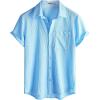 imageVATPAVE Mens Summer Striped Shirts Button Down Short Sleeve Vintage Beach Hawaiian Shirts with PocketPure Lightblue