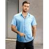 imageVATPAVE Mens Summer Striped Shirts Button Down Short Sleeve Vintage Beach Hawaiian Shirts with PocketPure Lightblue