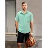 imageVATPAVE Mens Summer Striped Shirts Button Down Short Sleeve Vintage Beach Hawaiian Shirts with PocketPure Lightgreen