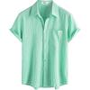 imageVATPAVE Mens Summer Striped Shirts Button Down Short Sleeve Vintage Beach Hawaiian Shirts with PocketPure Lightgreen