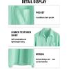 imageVATPAVE Mens Summer Striped Shirts Button Down Short Sleeve Vintage Beach Hawaiian Shirts with PocketPure Lightgreen