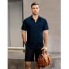imageVATPAVE Mens Summer Striped Shirts Button Down Short Sleeve Vintage Beach Hawaiian Shirts with PocketPure Navy